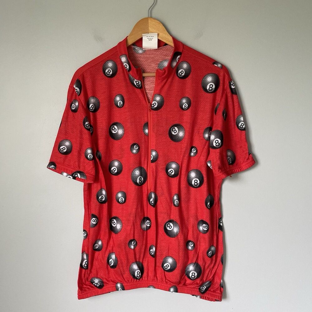 Urbanek Men's Cycling Bike Jersey Top Made in USA Red Pool Eight Ball Size XL